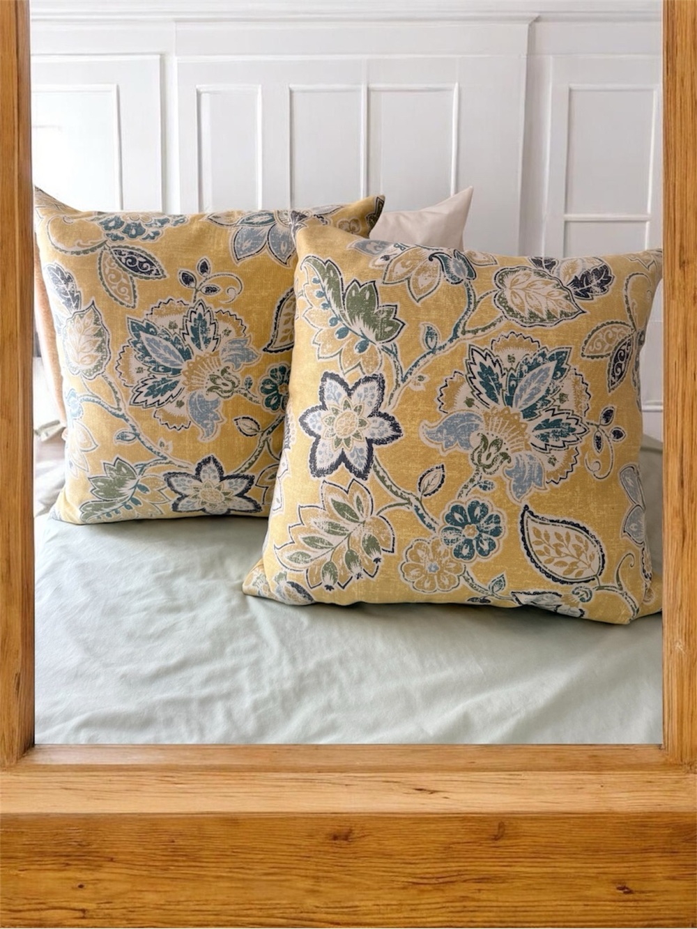 Floral Yellow Decorative Throw Pillow Covers - Set of 2